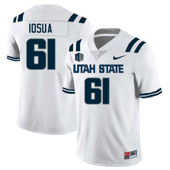 Utah State Aggies #61 K'leyone Iosua College Football Jerseys Stitched Sale-White